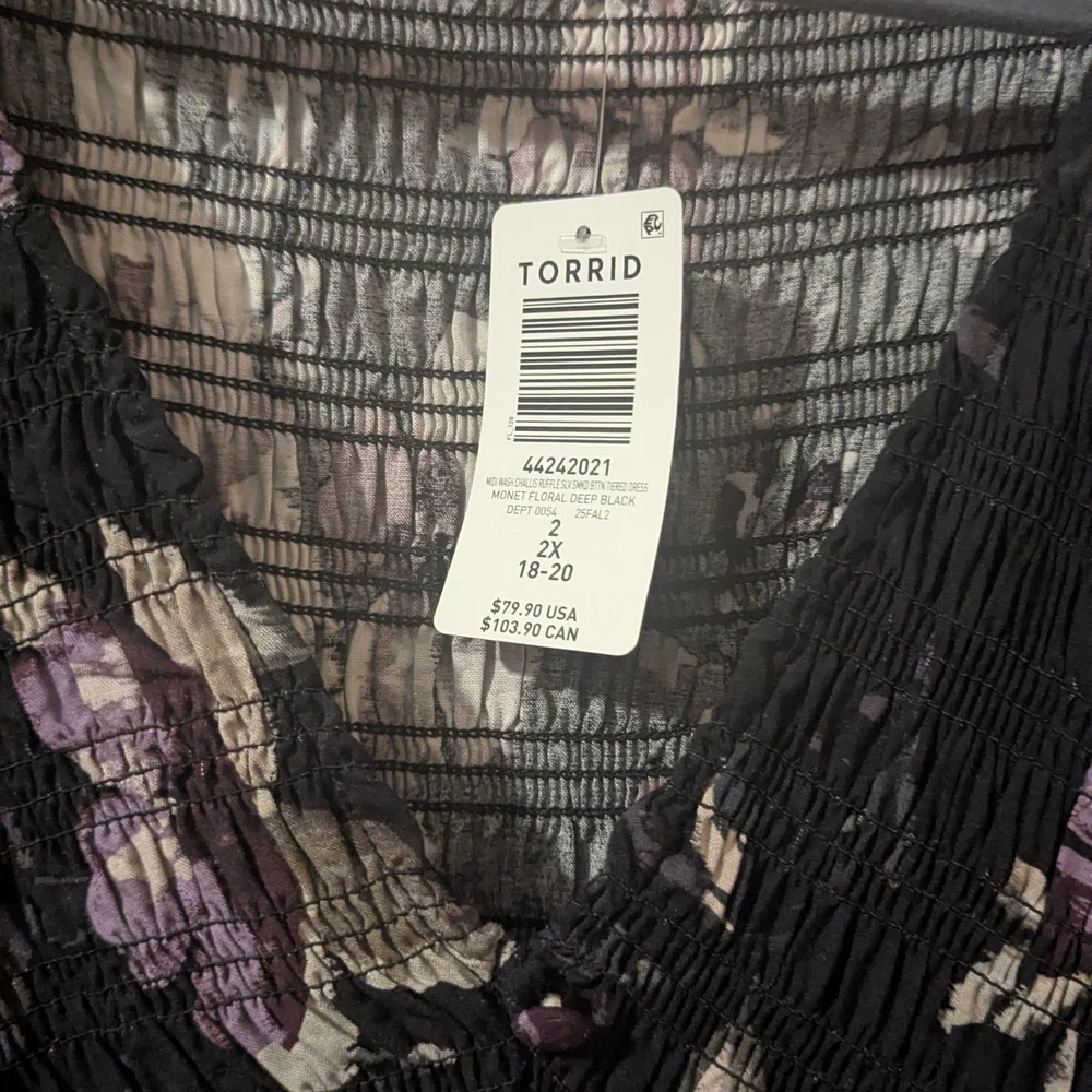 Torrid Black and Purple Floral Midi Dress - Picture 3 of 4